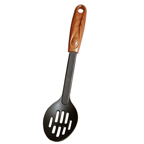 SLIQUE Wooden Nylon Kitchenware Cooking Ladle | Skimmer | Slotted Spoon | Egg Beater | Potato Smasher