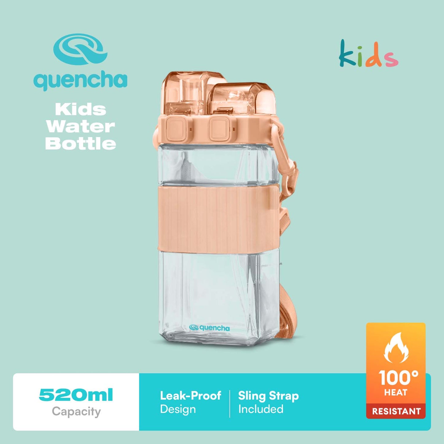 Quencha 520ml Water Bottle Lunch Kit for Kids