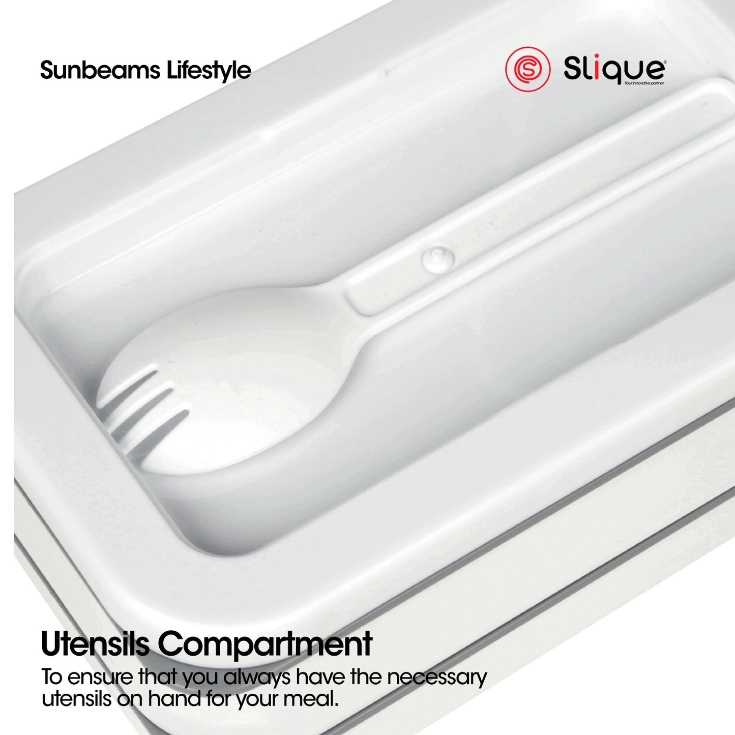 SLIQUE Lunch box w/PP Spork Included | Compartment 900ml BPA Free