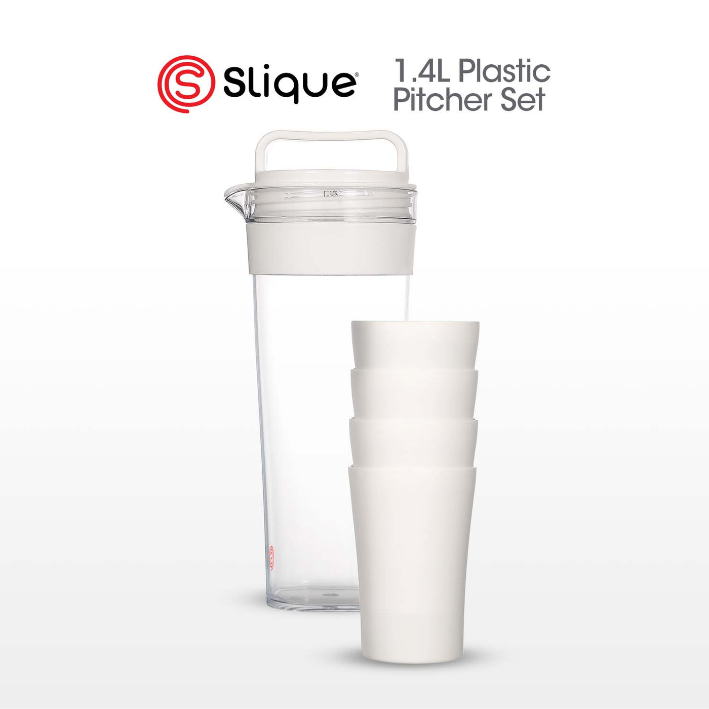 SLIQUE Premium Drinking Pitcher Set with 4 Cups, Water Pitcher Jug, Water Drinking Jug 1.4L