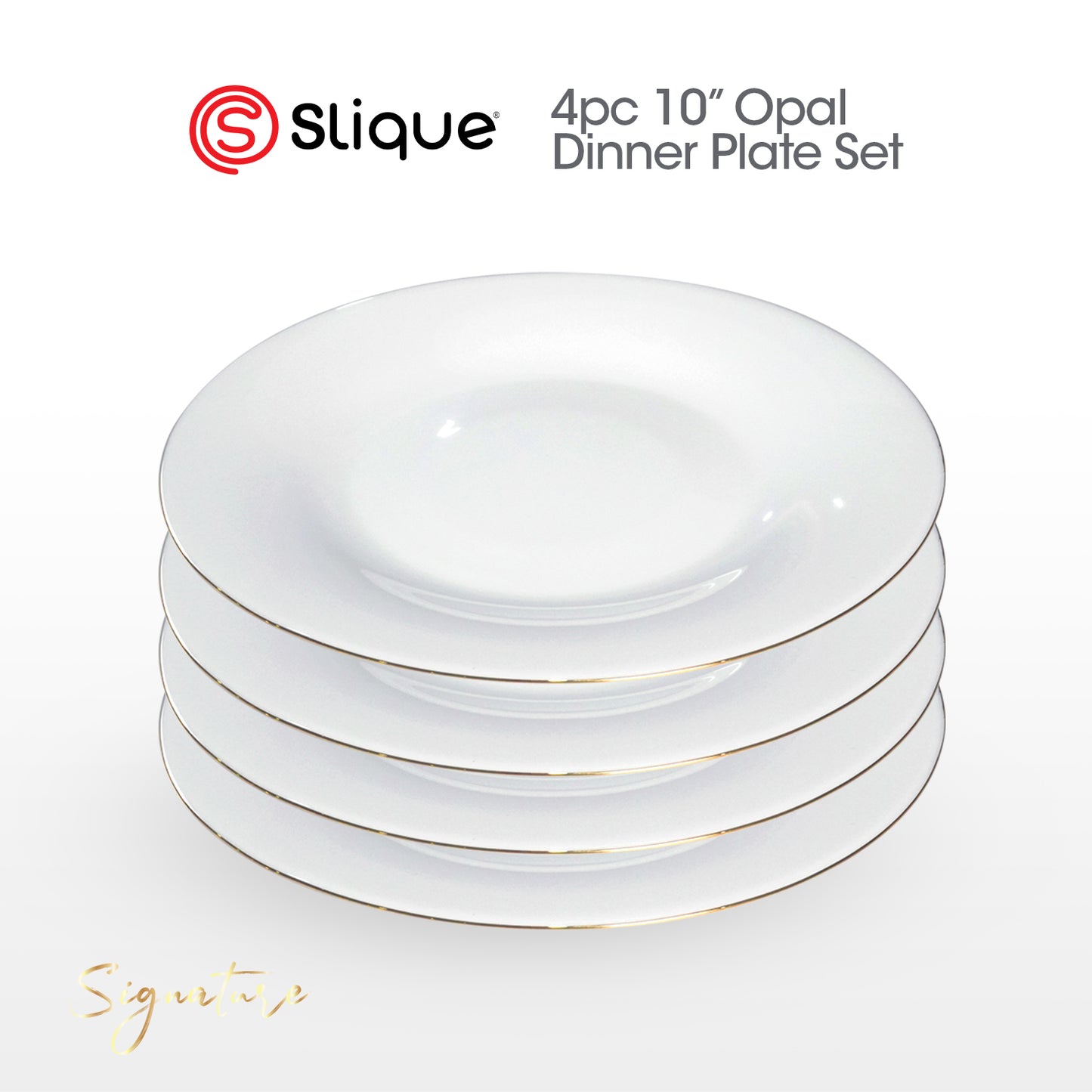 Signature by SLIQUE Opal Dinnerware sets | dinner plate | dessert plate | deep plate | dinner bowl - Extra Strong | Chip resistant | Outsanding whiteness