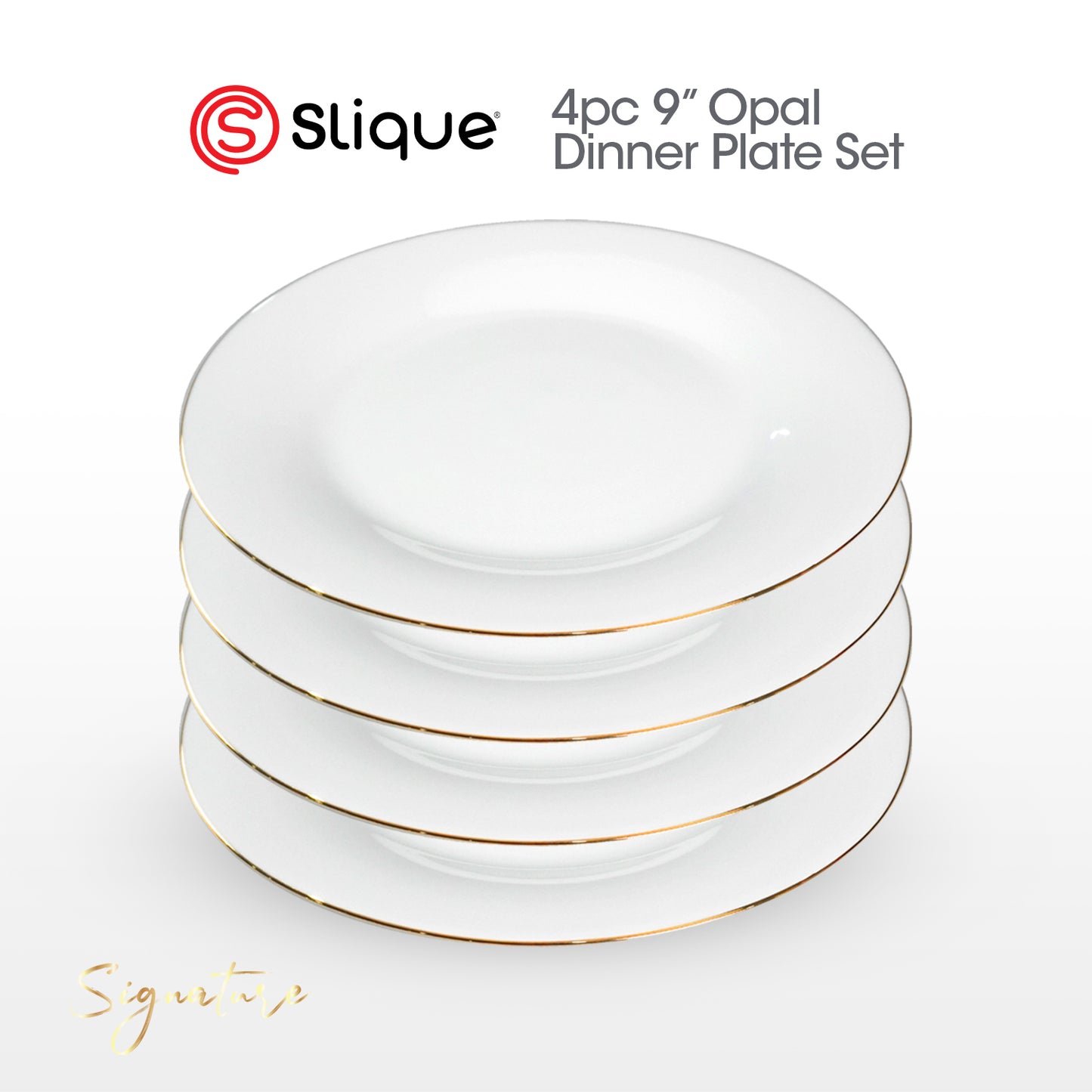 Signature by SLIQUE Opal Dinnerware sets | dinner plate | dessert plate | deep plate | dinner bowl - Extra Strong | Chip resistant | Outsanding whiteness