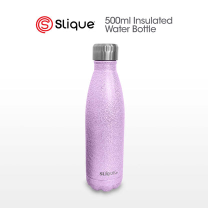 SLIQUE Stainless Steel Glitter Finish Insulated Water Bottle 500ml (Purple)