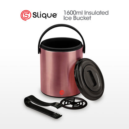 SLIQUE Premium Insulated Ice Bucket w/ Tong Stainless Steel 1600ml (Rosegold)