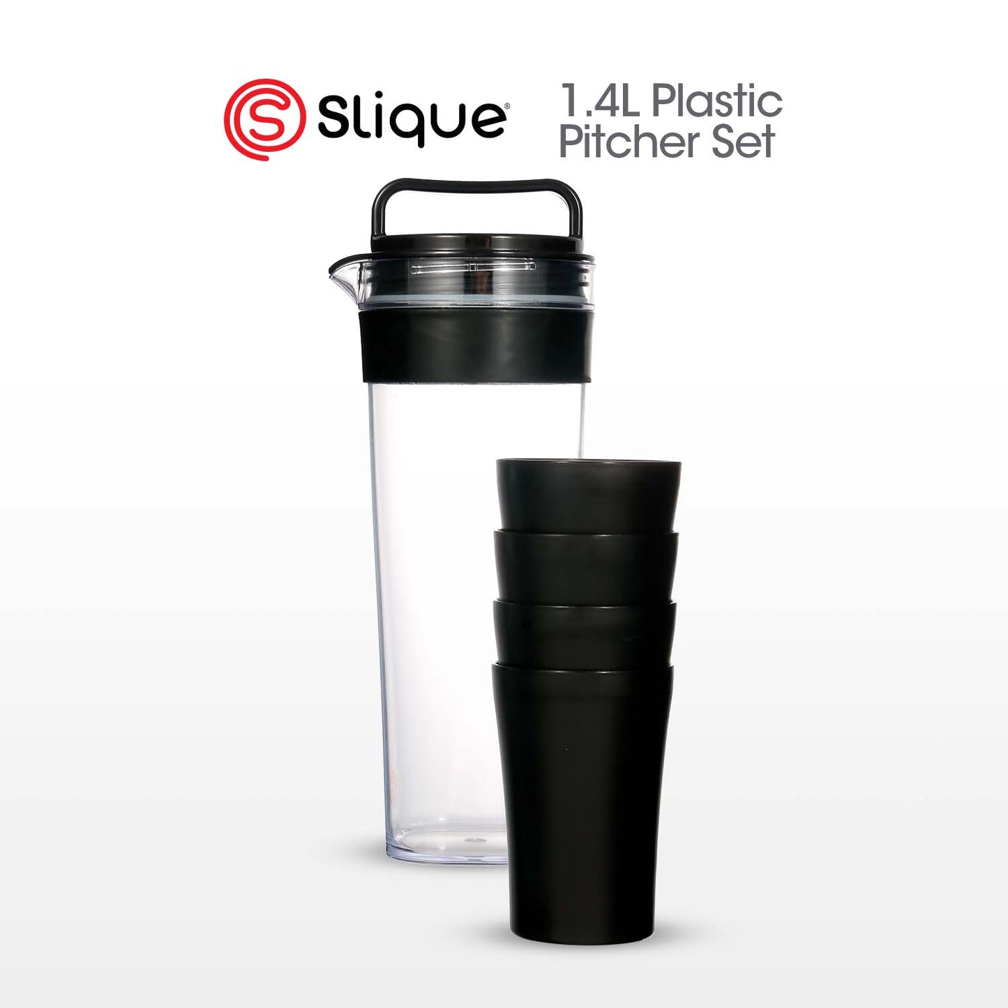 SLIQUE Premium Pitcher Set 1400ml with 4cups (Black)