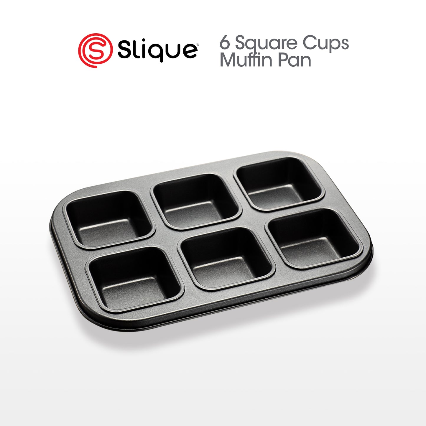 SLIQUE Premium Non-Stick 6 Cup Square Muffin Pan Oven Safe 26x18x5cm