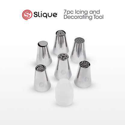 SLIQUE Premium Stainless Steel Cupcake Icing Set w/ Coupler & Reusable Icing Bag Set of 11