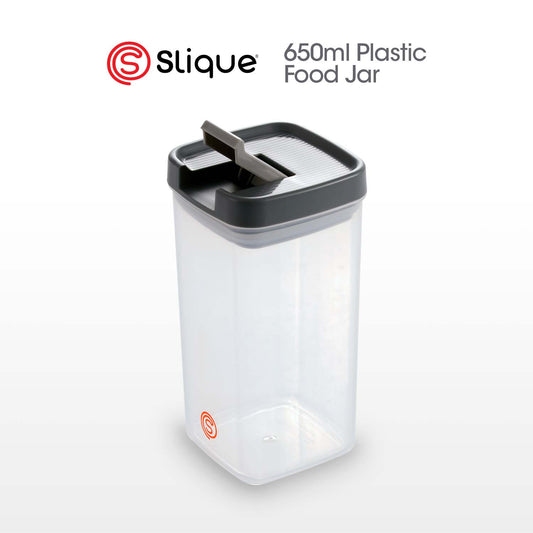 SLIQUE Premium PP Square Food Container 650ml|0.65L Airtight (Grey)