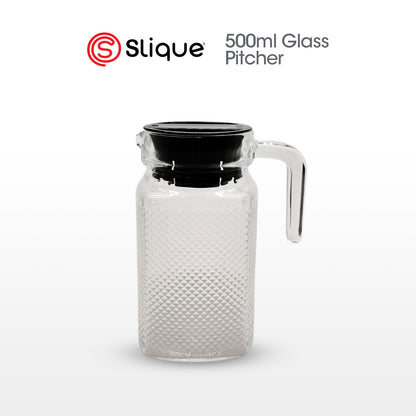 SLIQUE Premium Glass Pitcher w/ Grey Lid 1800 ml, Diamond Collection