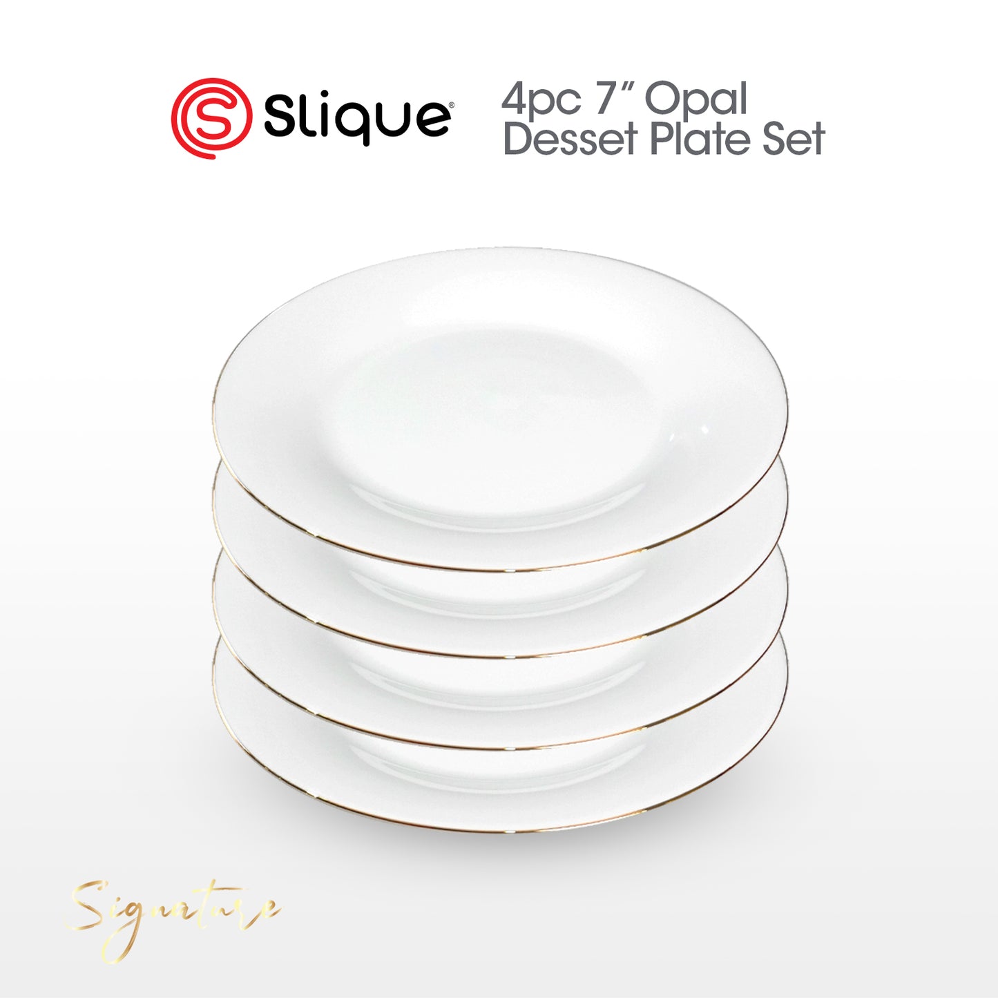 Signature by SLIQUE Opal Dinnerware sets | dinner plate | dessert plate | deep plate | dinner bowl - Extra Strong | Chip resistant | Outsanding whiteness