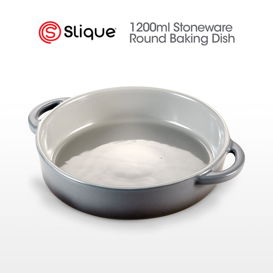 SLIQUE Premium Round Marble Glass Baking Dish 1400ml