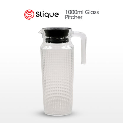 SLIQUE Premium Glass Pitcher w/ Grey Lid 1800 ml, Diamond Collection