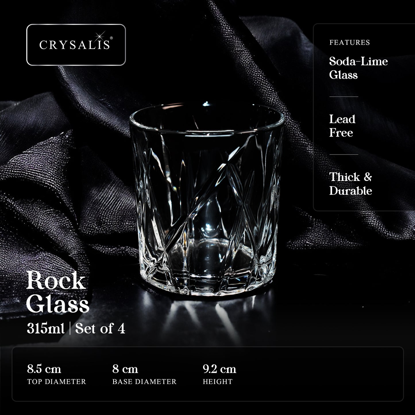 CRYSALIS Royalty Rock Glass 4pcs Set