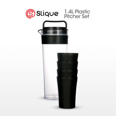 SLIQUE Premium Drinking Pitcher Set with 4 Cups, Water Pitcher Jug, Water Drinking Jug 1.4L