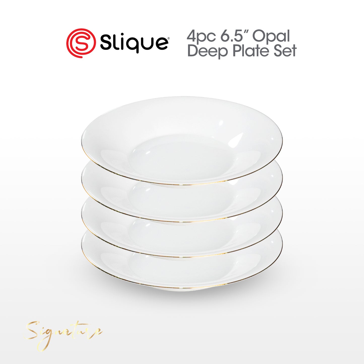 Signature by SLIQUE Opal Dinnerware sets | dinner plate | dessert plate | deep plate | dinner bowl - Extra Strong | Chip resistant | Outsanding whiteness