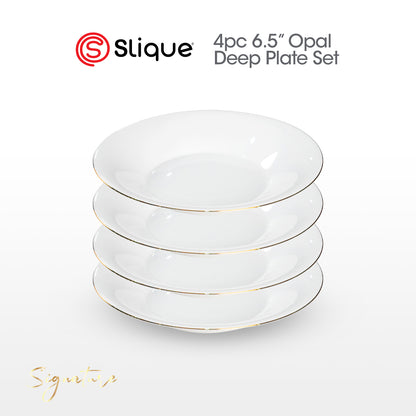 Signature by SLIQUE Opal Dinnerware sets | dinner plate | dessert plate | deep plate | dinner bowl - Extra Strong | Chip resistant | Outsanding whiteness