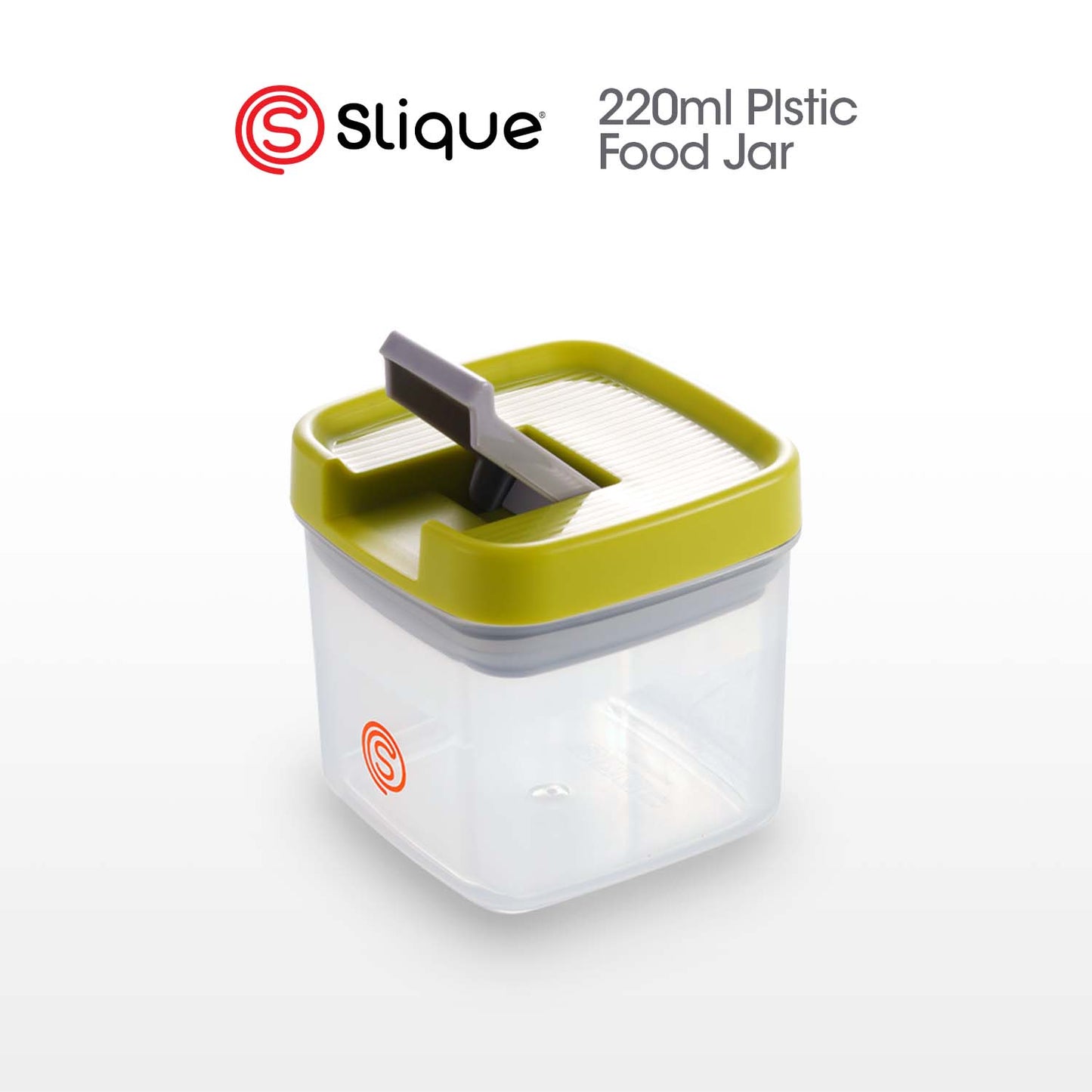 SLIQUE Premium PP Square Food Container 220ml|0.22L Airtight (Green)