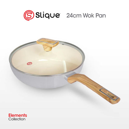 Slique Wok Stainless Steel Multi Layer Non-Stick Ceramic Coating [24cm]