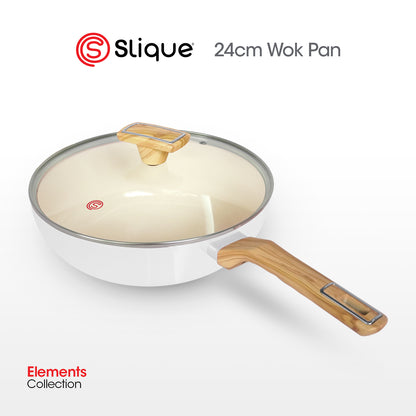 Slique Wok Stainless Steel Multi Layer Non-Stick Ceramic Coating [24cm]