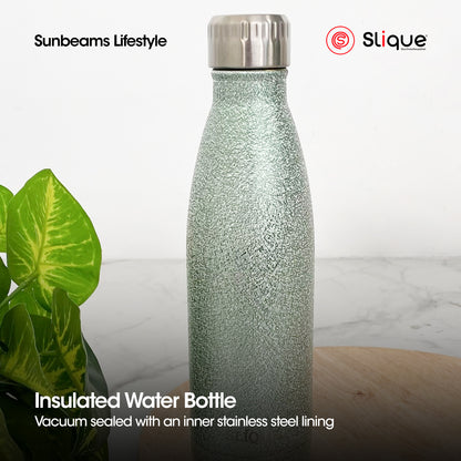 SLIQUE Stainless Steel Glitter Finish Insulated Water Bottle 500ml (Green)