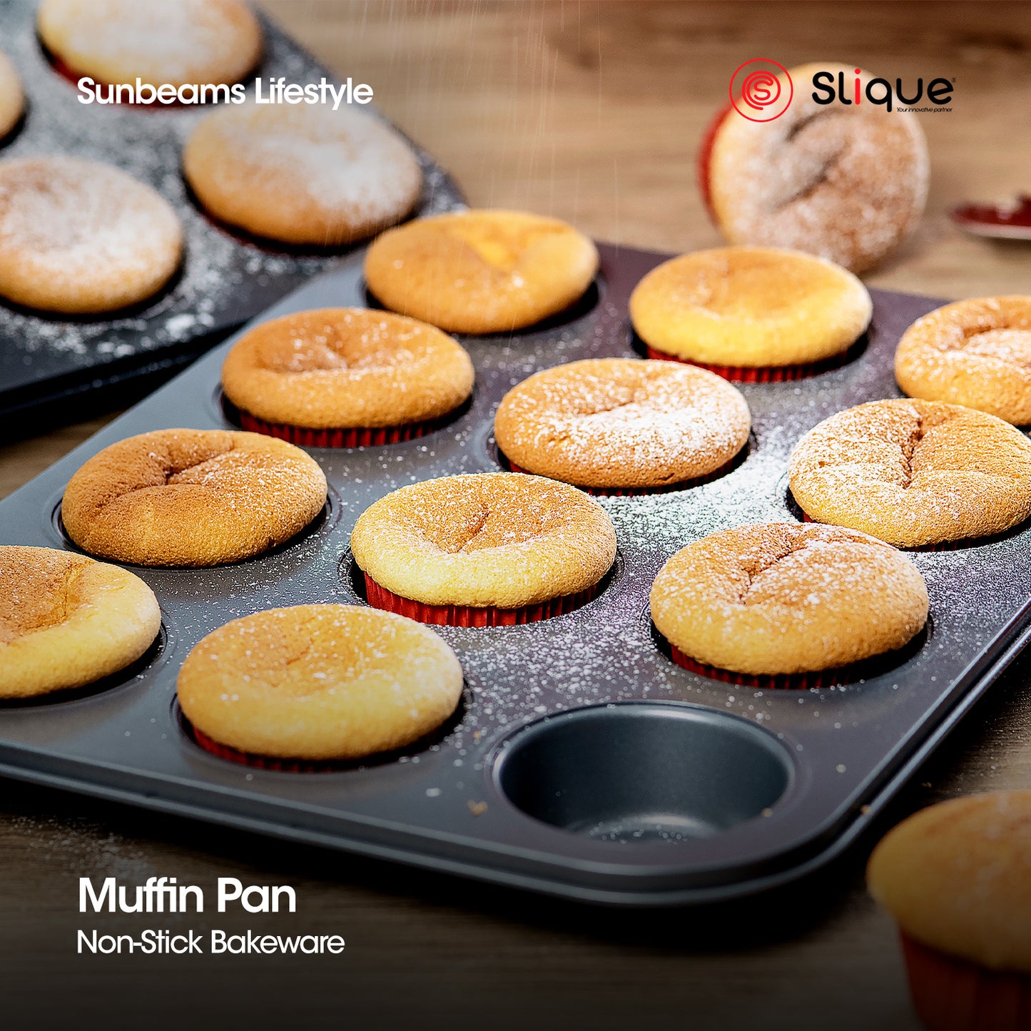 SLIQUE Premium Non-Stick 12 Cup Round Muffin Pan