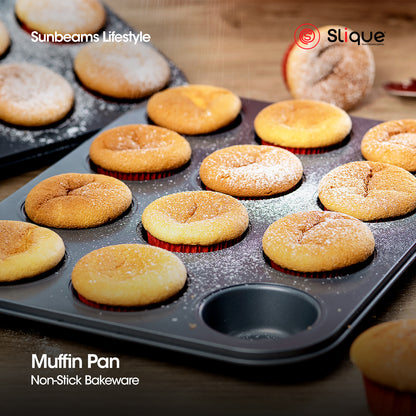 SLIQUE Premium Non-Stick 12 Cup Round Muffin Pan