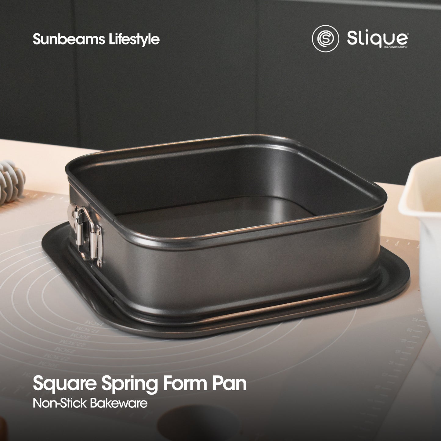 SLIQUE Premium Non-Stick Square Spring Form Pan Oven Safe 23.5x23.5x8cm