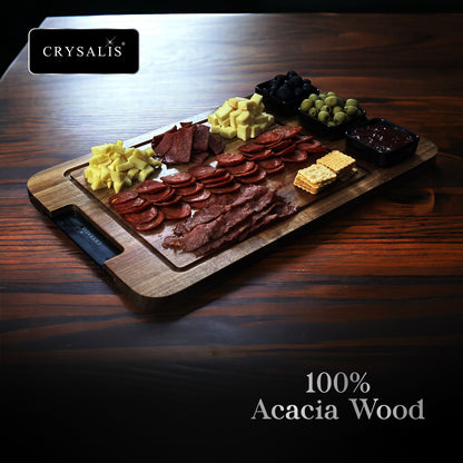 CRYSALIS Premium Serving Board [Set of 4] Charcuterie Tray - Acacia Wood