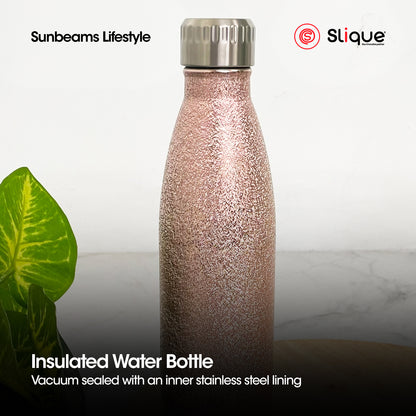 SLIQUE Stainless Steel Glitter Finish Insulated Water Bottle 500ml (Rosegold)