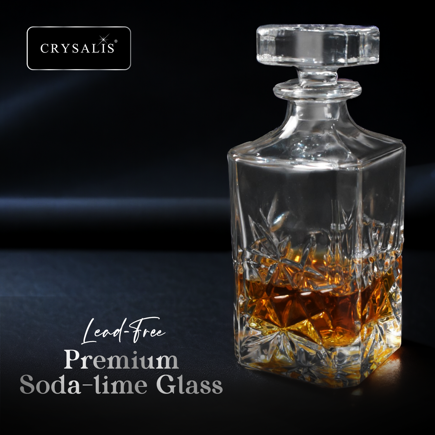 CRYSALIS Royalty Crystal Clear Glass Decanter 750ml