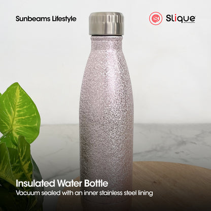 SLIQUE Stainless Steel Glitter Finish Insulated Water Bottle 500ml (Purple)