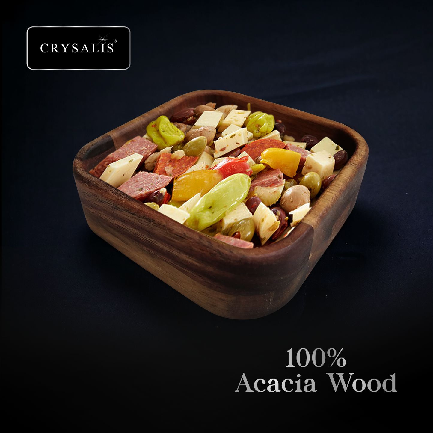 CRYSALIS PREMIUM Small Deep Bowl Acacia Wood