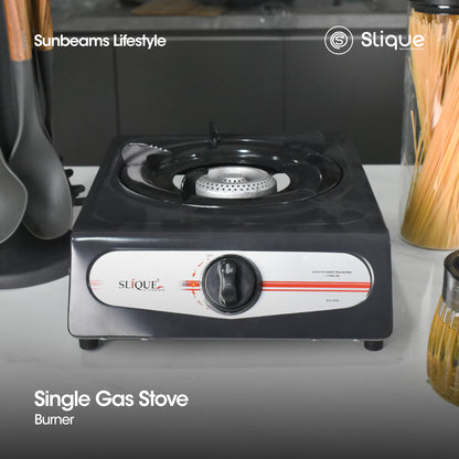 SLIQUE Premium Non-Stick Single Gas Burner Auto Ignition Cooking Essentials