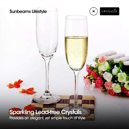 CRYSALIS Premium Flute Champagne Cocktail Glass 205ml [Set of 2]