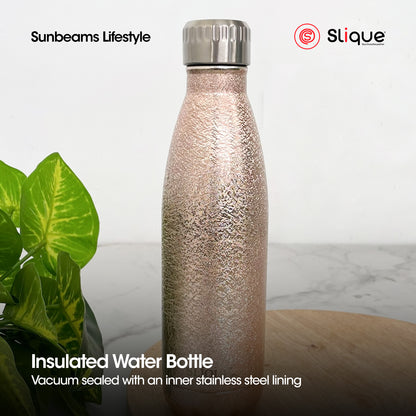 SLIQUE Stainless Steel Glitter Finish Insulated Water Bottle 500ml (Orange)