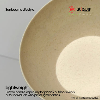 SLIQUE Premium Melamine Dinner Plate , Dessert Plate, Serving Plate, Tidbit Bowl, Sauce Dish, Pasta Bowl, Rice Spoon, Soup ladle - Bamboo Collection