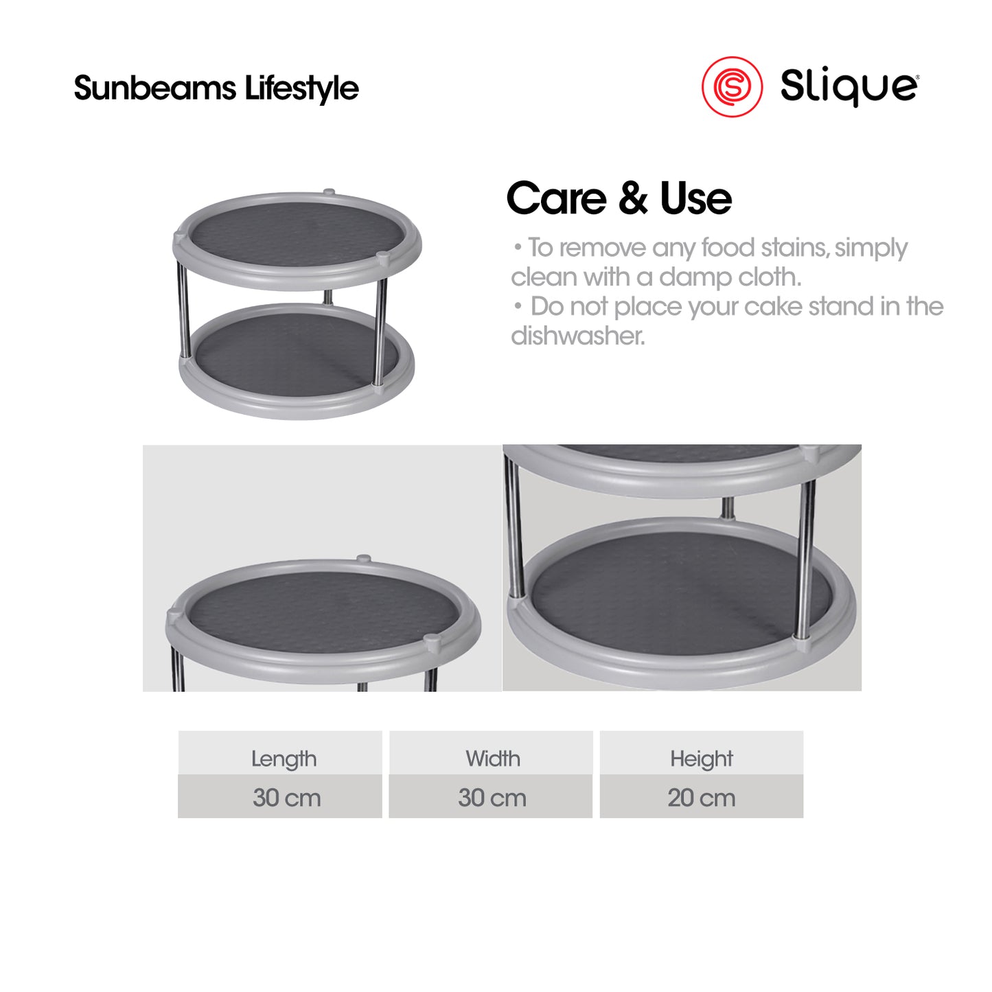 SLIQUE Premium 2 Layer Lazy Susan 30x30x20cm Kitchen Essential