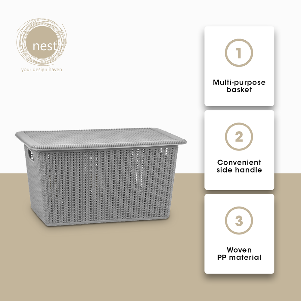 NEST DESIGN LAB Premium Stackable Knit Basket w/ Lid