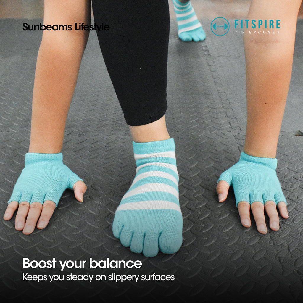 FITSPIRE Yoga Socks and Gloves Cotton Elastic Ribbon