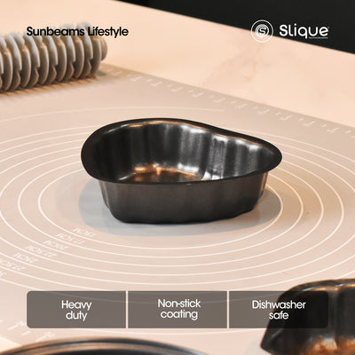 SLIQUE Premium Non-Stick Heart Shape Muffin Pan Oven Safe 12.5x12.2x3cm