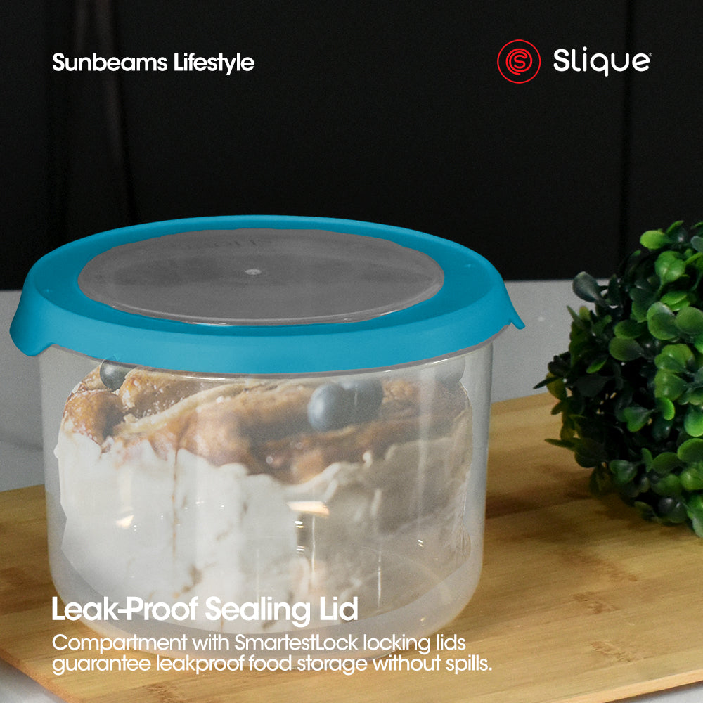 SLIQUE Premium Round Food Container Set of 4 (Aqua Green)