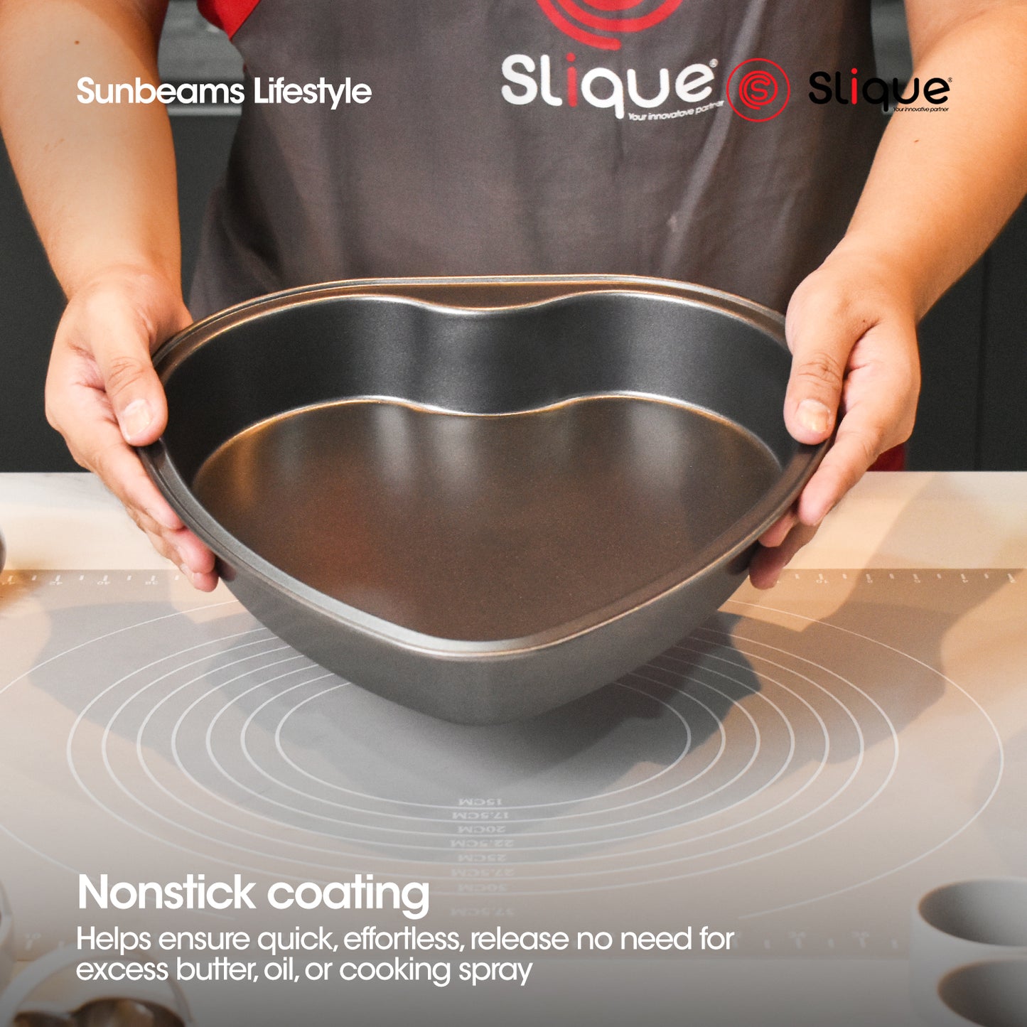 SLIQUE Premium Non-Stick Heart Shape Pan Oven Safe 27.5x26.5x4.5cm