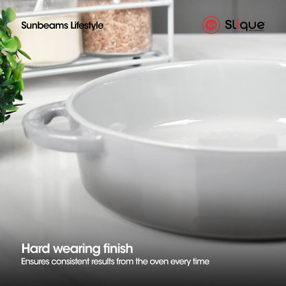 SLIQUE Premium Round Marble Glass Baking Dish 1400ml