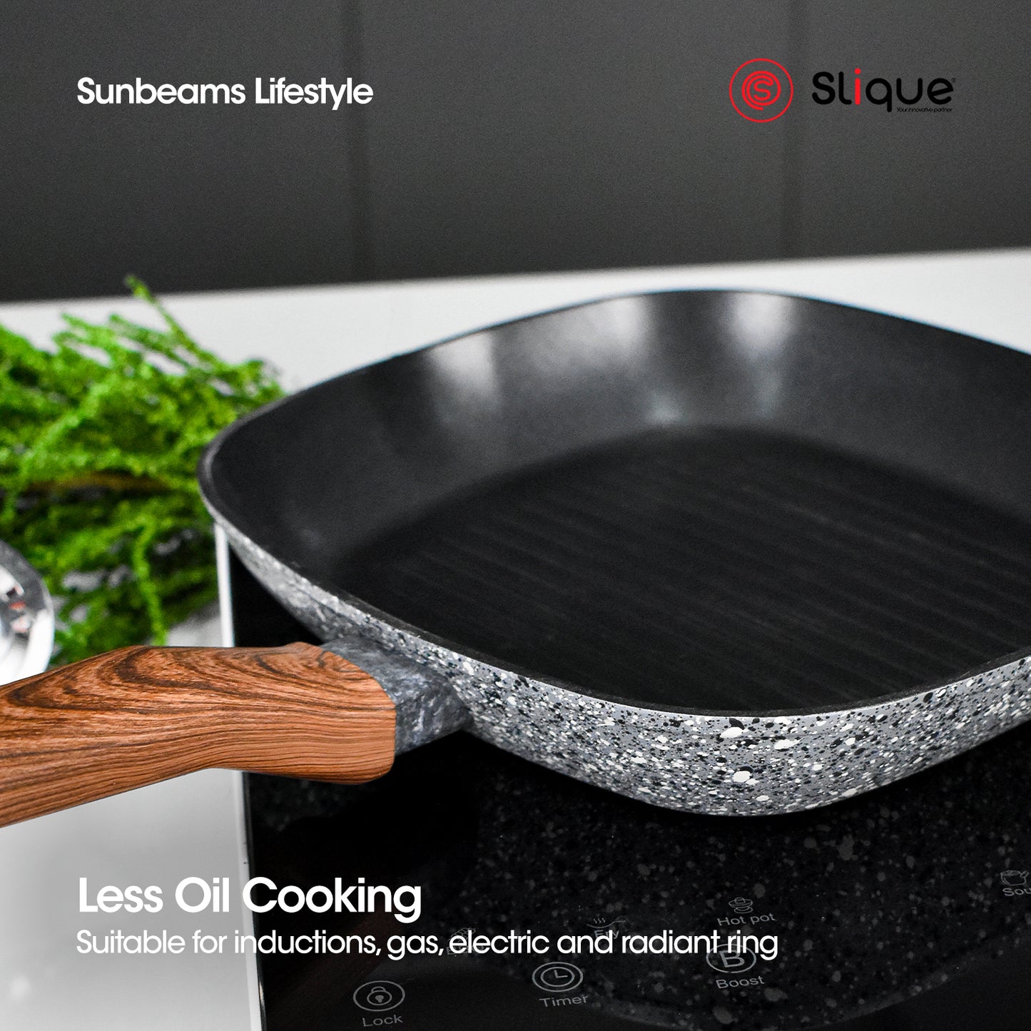 SLIQUE Premium Granite Grill Pan 24cm/28cm Non-Stick