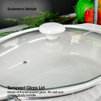 SLIQUE Casserole Serving Dish Oval, Signature Porcelain Collection Stand with Candle Burner