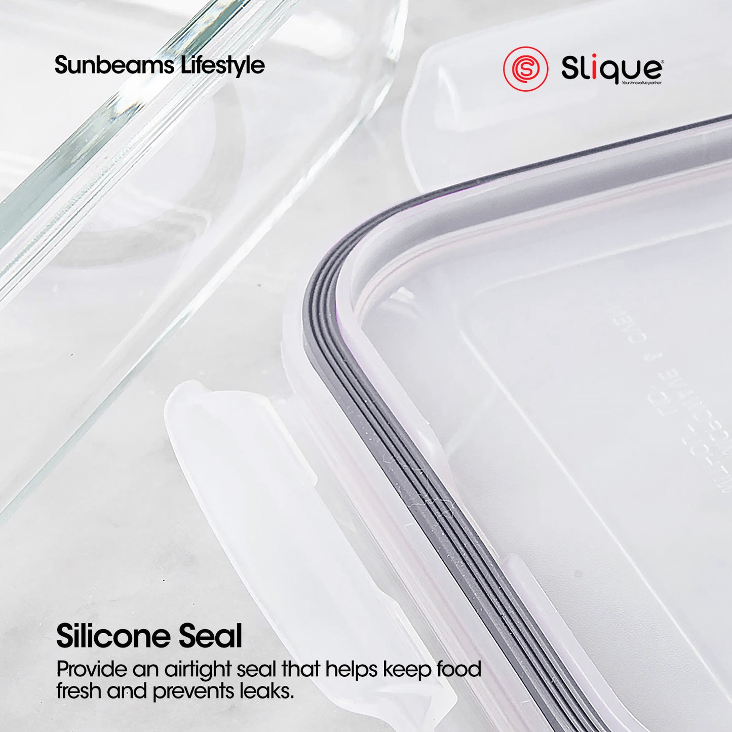 SLIQUE Premium Borosilicate Glass Food Container, Food Storage Dispensers, Glass Kitchen Organizer with Air-Tight Locking Lid Square/Rectangle 2pcs Jar Set 330/360/500/550/750/830/1700ml