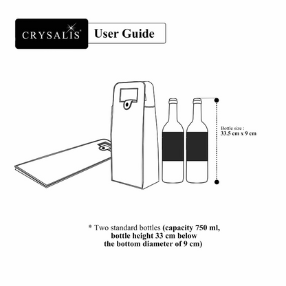 CRYSALIS Premium Wine Bag with Handle for 2 Bottle