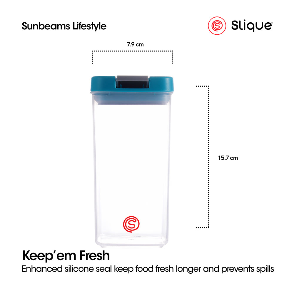 SLIQUE Premium PP Square Food Container 650ml (Aqua Green)