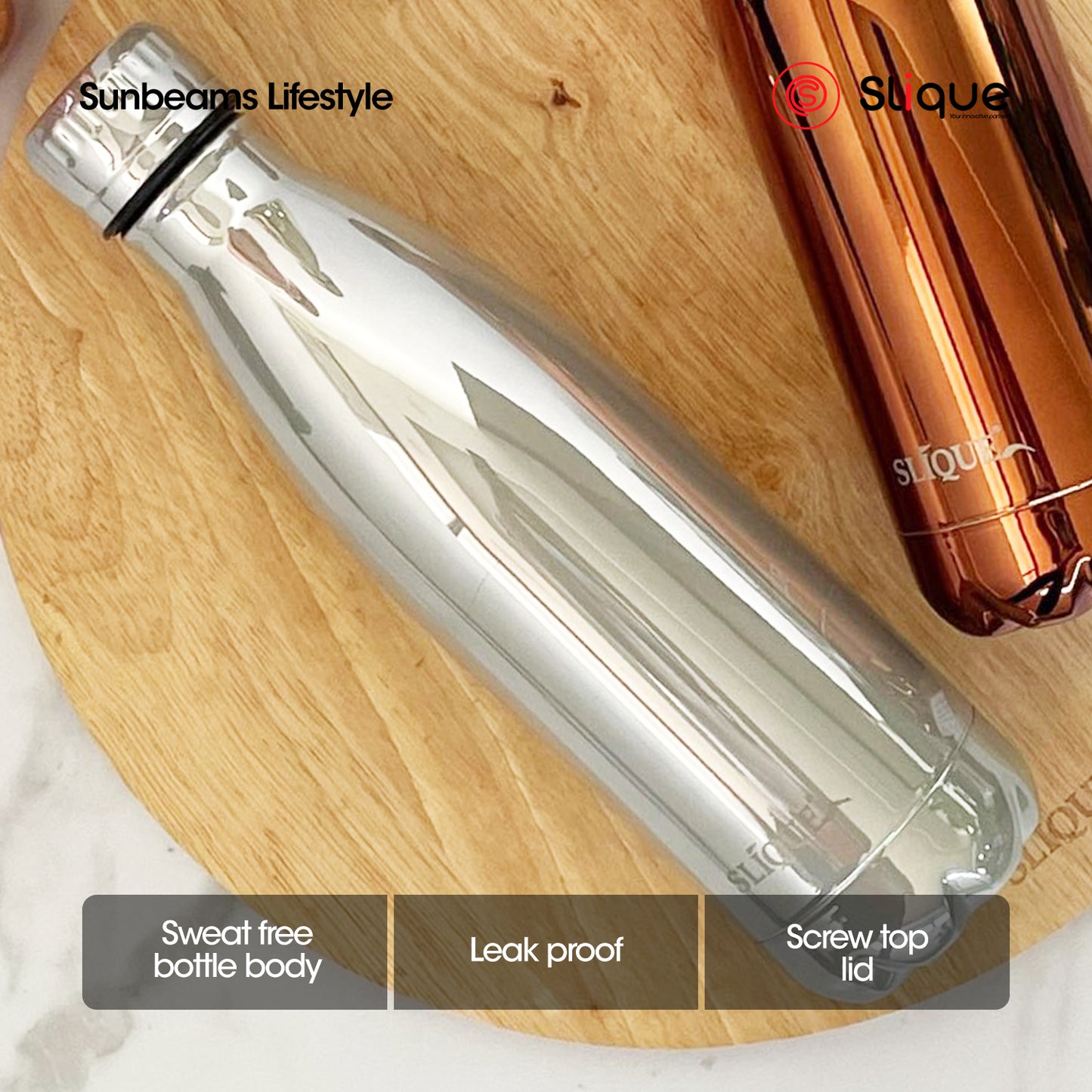 SLIQUE Stainless Steel UV Finish Insulated Water Bottle 500ml (Silver)