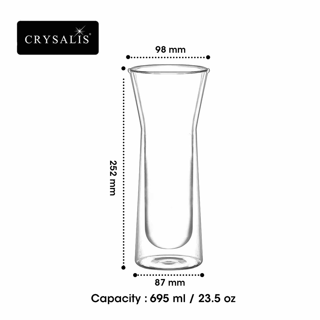 CRYSALIS Premium Carafe Double Wall Pitcher 695ml